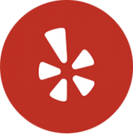 Yelp logo icon in white on red circular background