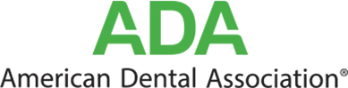 American Dental Association logo with green "ADA" text and full organization name below.