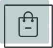 Shopping bag icon with handle and front pocket detail in simple line style.