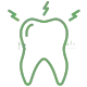 Green tooth icon with radiating lines indicating dental pain or treatment at Murray Scholls Family Dental.