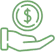 Hand holding coin symbol representing dental savings and financial benefits for patients.